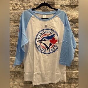 Toronto Blue Jays Raglan T-Shirt size L 100% cotton extremely soft fabric new